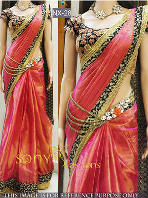 Pink Embroidered Silk Saree With Blouse 1