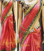 Pink Embroidered Silk Saree With Blouse