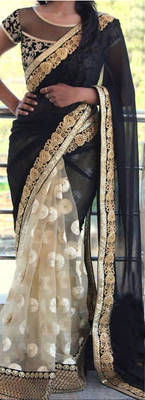 Black Embroidered Georgette Saree With Blouse 1