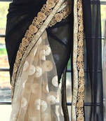 Black Embroidered Georgette Saree With Blouse