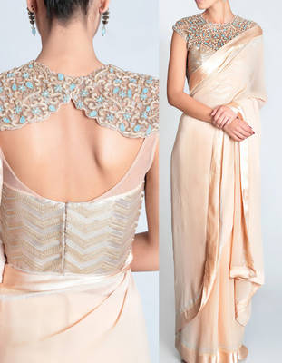 Light White Embroidered Georgette Saree With Blouse 1