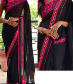 Black Embroidered Georgette Saree With Blouse