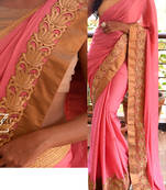 Light Pink Embroidered Georgette Saree With Blouse