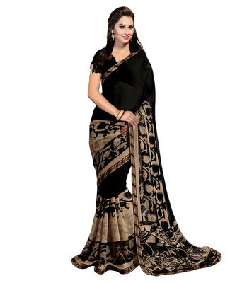 black printed georgette saree With Blouse 1