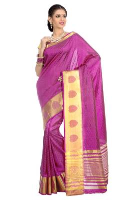 Magenta woven art silk saree With Blouse 1