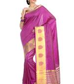 Magenta woven art silk saree With Blouse