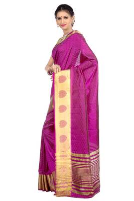 Magenta woven art silk saree With Blouse 2