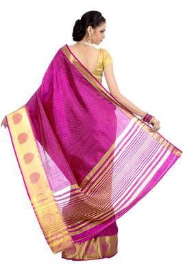 Magenta woven art silk saree With Blouse 3