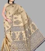 Pavechas Mangalgiri Printed Cotton Sari  - Kitkat MK250