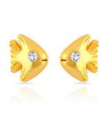 Gold Plated Fish Stud Earrings with Crystal for Women