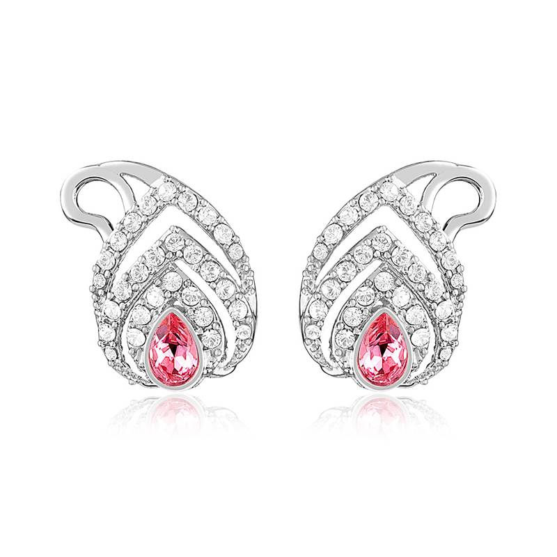 Rhodium Plated Paisley Earrings with Swarovski Zirconia For Women