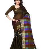 Black plain art silk saree With Blouse