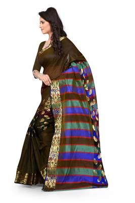 Black plain art silk saree With Blouse 2