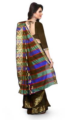 Black plain art silk saree With Blouse 3