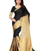 Black plain art silk saree With Blouse