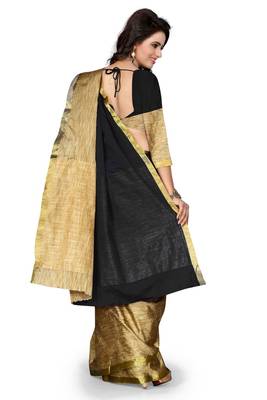 Black plain art silk saree With Blouse 2