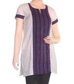 Ethnic Touch - White and Purple Kurti with weaving patch