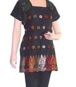 Ethnic Touch - Kurti- Black and with Multicolor embroidery