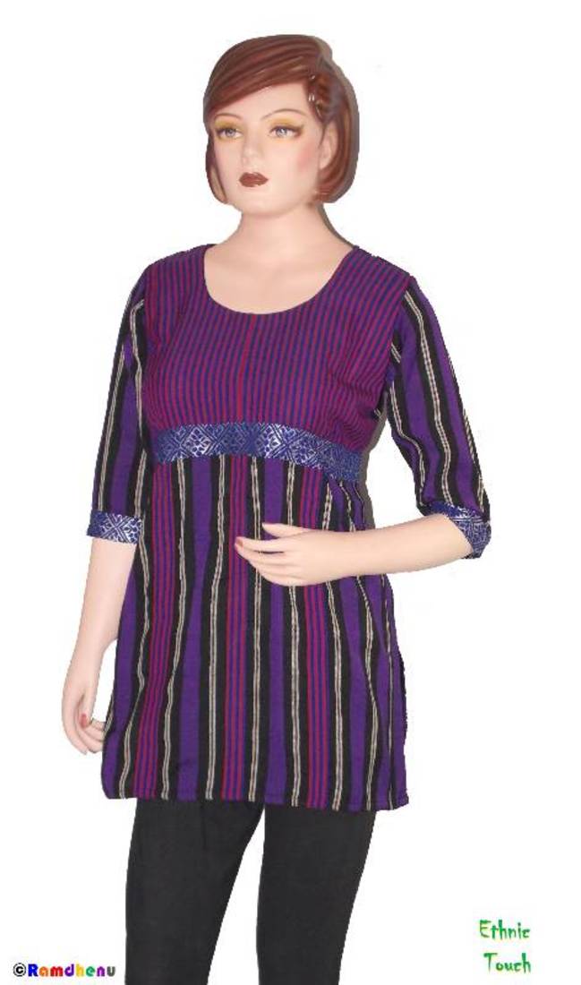 Ethnic Touch - Black,Purple and Maroon Kurti with weaving patch