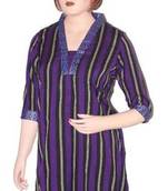 Ethnic Touch - Black and Purple Kurti with weaving patch work
