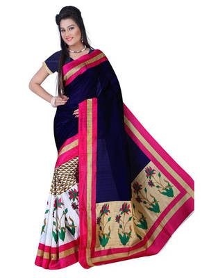 multicolor printed bhagalpuri_silk saree With Blouse 1