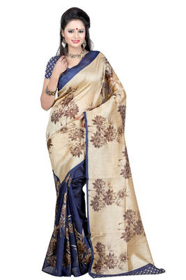 multicolor printed bhagalpuri_silk saree With Blouse 1