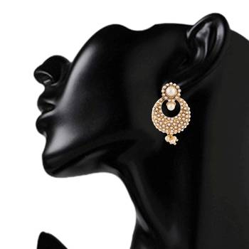 Traditional Indian Ethnic Fashion Jewelry Set Pearl Chandbali Earrings 3