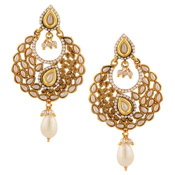 Traditional Indian Ethnic Fashion Jewelry Set Pearl Chandbali Earrings 1