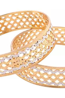 two PIECE RHODIUM PLATED BANGLE SET