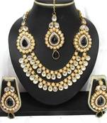 Two Side Brooch Black pearl Wedding Necklace set