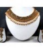 Golden Pearl Drop Dulhan Necklace Set