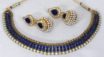Antic Dark blue stone gota necklace set 1