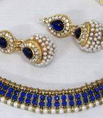 Antic Dark blue stone gota necklace set