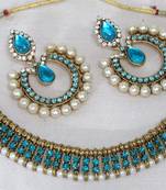 Antic Sky Blue stone tilak necklace set