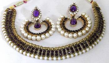 Antic Purple stone tilak necklace set 1