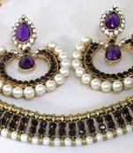 Antic Purple stone tilak necklace set