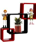 Red And Brown Elegant Box Shape Wall Shelves