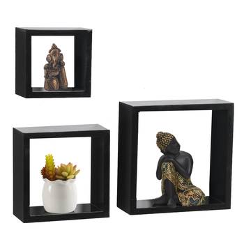 Square Shape Brown Shade Wall Shelves 1