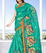 Super net saree attached brocket border and blouse - 421