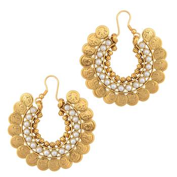 Kundan colourful pearl bali hoop earring,Ethnic Indian Bollywood Jewelry 1