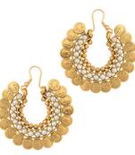 Kundan colourful pearl bali hoop earring,Ethnic Indian Bollywood Jewelry