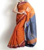 Supernet cotton zari contrast saree