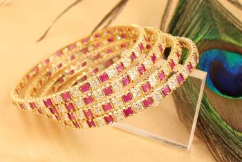 Awesome Designer Ruby White Party Wear Bangles 1