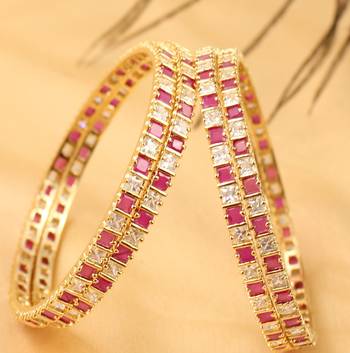 Awesome Designer Ruby White Party Wear Bangles 2