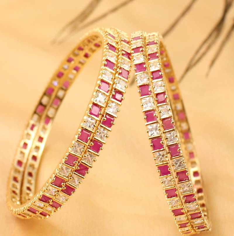 Awesome Designer Ruby White Party Wear Bangles