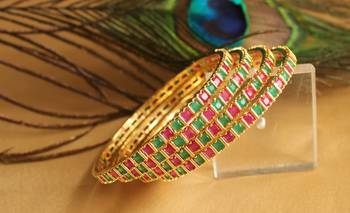 Royal Semiprecious Ruby Emerald Bridal Bangles 1