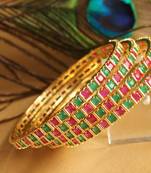 Royal Semiprecious Ruby Emerald Bridal Bangles