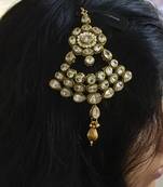 Gold american diamonds maang-tikka
