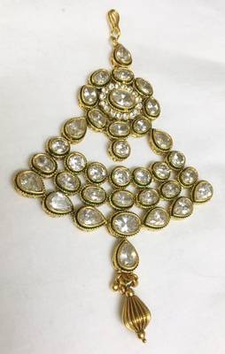 Gold american diamonds maang-tikka 2