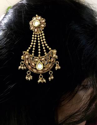 Gold american diamonds maang-tikka 1